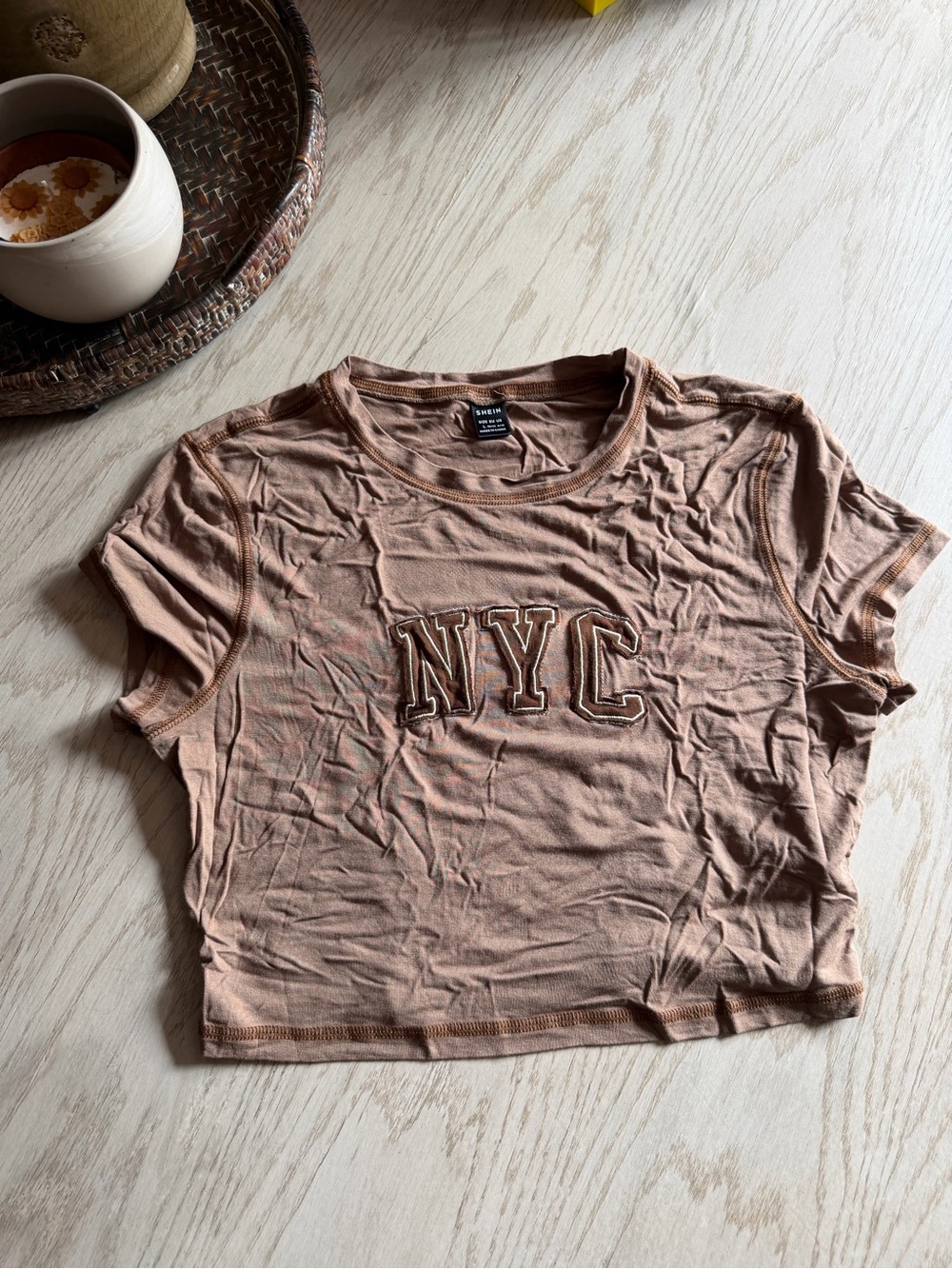 NYC Embroidered Crop Tee
